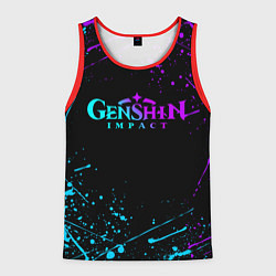 Майка-безрукавка мужская GENSHIN IMPACT NEON LOGO, цвет: 3D-красный
