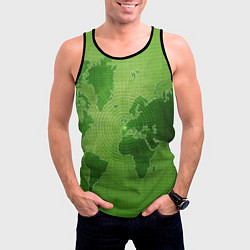 Майка-безрукавка мужская Карта мира, цвет: 3D-черный — фото 2