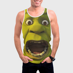 Майка-безрукавка мужская Shrek is Yelling, цвет: 3D-белый — фото 2