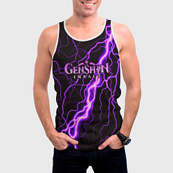 Майка-безрукавка мужская GENSHIN IMPACT МОЛНИЯ НЕОН, цвет: 3D-белый — фото 2