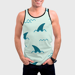 Майка-безрукавка мужская Плавники акул, цвет: 3D-черный — фото 2