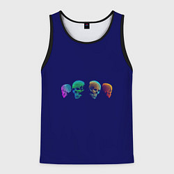 Майка-безрукавка мужская Rainbow Skulls, цвет: 3D-черный