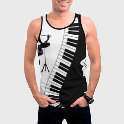 Майка-безрукавка мужская Черно Белое пианино, цвет: 3D-черный — фото 2