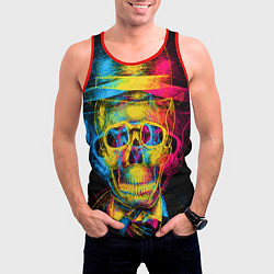Майка-безрукавка мужская Череп-анаглиф, цвет: 3D-красный — фото 2