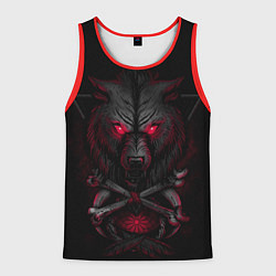 Майка-безрукавка мужская Волк 3D, цвет: 3D-красный