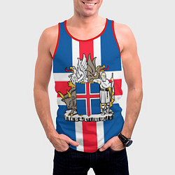 Майка-безрукавка мужская Флаг и Герб Исландии, цвет: 3D-красный — фото 2