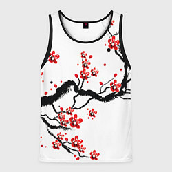 Майка-безрукавка мужская САКУРА ЦВЕТЁТ И БЛАГАУХАЕТ, цвет: 3D-черный