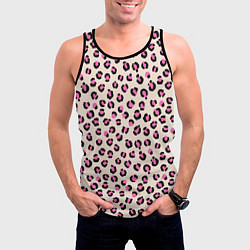 Майка-безрукавка мужская Леопардовый принт розовый, цвет: 3D-черный — фото 2