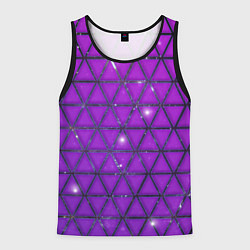 Майка-безрукавка мужская Фиолетовые треугольники, цвет: 3D-черный