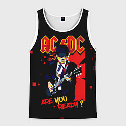 Майка-безрукавка мужская ARE YOU REDY? ACDC, цвет: 3D-белый