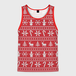 Майка-безрукавка мужская Новогодний атрибуты, цвет: 3D-красный