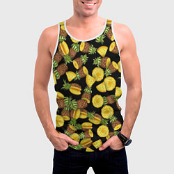 Майка-безрукавка мужская Ананасы, цвет: 3D-белый — фото 2