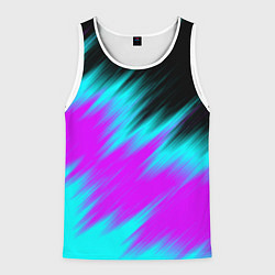 Майка-безрукавка мужская НЕОНОВЫЕ ПОЛОСЫ И НИЧЕГО ЛИШНЕГО NEON STRIPES, цвет: 3D-белый