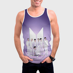 Майка-безрукавка мужская BTS Purple, цвет: 3D-белый — фото 2