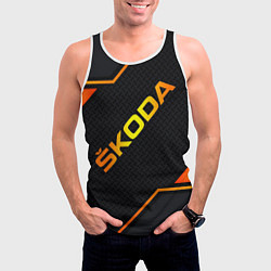 Майка-безрукавка мужская Skoda Gold Шкода, цвет: 3D-белый — фото 2