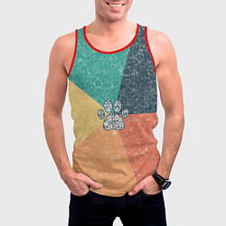 Майка-безрукавка мужская Лапа на фоне АПВ 5 1 12, цвет: 3D-красный — фото 2