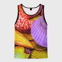 Майка-безрукавка мужская Разноцветные ракушки multicolored seashells, цвет: 3D-черный
