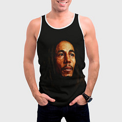Майка-безрукавка мужская Bob Marley Art, цвет: 3D-белый — фото 2