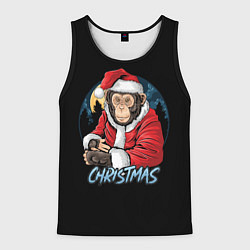 Майка-безрукавка мужская CHRISTMAS обезьяна, цвет: 3D-черный
