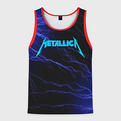 Майка-безрукавка мужская METALLICA BLUE FLASH МЕТАЛЛИКА СИНИЕ МОЛНИИ, цвет: 3D-красный