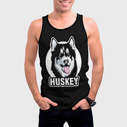 Майка-безрукавка мужская Собака Хаски Husky, цвет: 3D-черный — фото 2