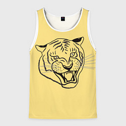 Майка-безрукавка мужская Тигр на золотом фоне, цвет: 3D-белый