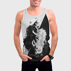 Майка-безрукавка мужская ИНЬ ЯНЬ ВОЛКИ ЧЁРНО БЕЛЫЙ, цвет: 3D-белый — фото 2