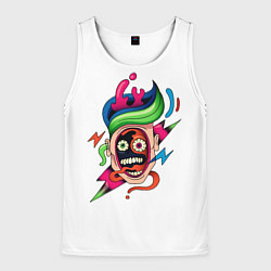 Майка-безрукавка мужская Комичное Лицо - Абстрактные Фигуры Модерн, цвет: 3D-белый