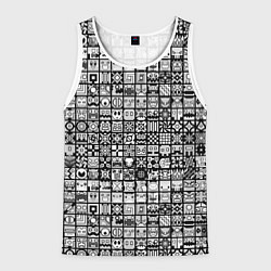 Майка-безрукавка мужская Geometry Dash: BW Pattern, цвет: 3D-белый