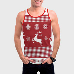 Майка-безрукавка мужская Узор с оленями, цвет: 3D-красный — фото 2