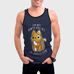 Майка-безрукавка мужская I am not antisocial, I AM ANTISTUPID, цвет: 3D-черный — фото 2