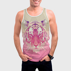 Майка-безрукавка мужская Тигр лоу поли, цвет: 3D-белый — фото 2
