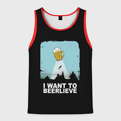 Майка-безрукавка мужская I WANT TO BEERLIEVE Я ВЕРЮ В ПИВО, цвет: 3D-красный