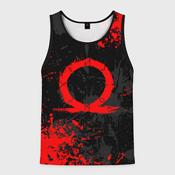 Майка-безрукавка мужская GOD OF WAR LOGO RED, БРЫЗГИ КРАСОК, цвет: 3D-черный