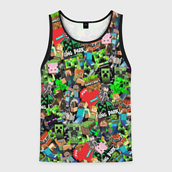 Майка-безрукавка мужская МАЙНКРАФТ ВСЕ ГЕРОИ И ПРЕДМЕТЫ, цвет: 3D-черный