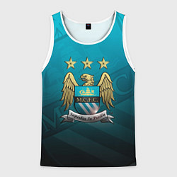 Майка-безрукавка мужская Manchester City Teal Themme, цвет: 3D-белый