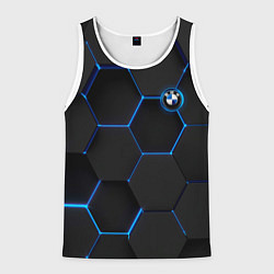 Майка-безрукавка мужская BMW blue neon theme, цвет: 3D-белый
