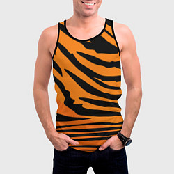 Майка-безрукавка мужская Шкура шерсть тигра, цвет: 3D-черный — фото 2