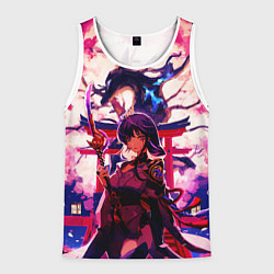 Майка-безрукавка мужская Шогун райден под деревом лисы Геншин Импакт, цвет: 3D-белый