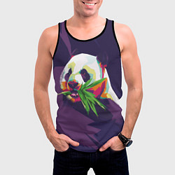 Майка-безрукавка мужская Панда с бамбуком, цвет: 3D-черный — фото 2
