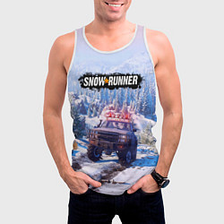Майка-безрукавка мужская SnowRunner Гонки по бездорожью, цвет: 3D-белый — фото 2
