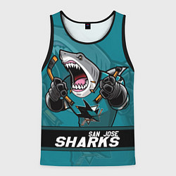 Майка-безрукавка мужская San Jose Sharks, Сан Хосе Шаркс, цвет: 3D-черный