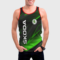 Майка-безрукавка мужская SKODA GEOMETRY STRIPES GREEN NEON, цвет: 3D-красный — фото 2
