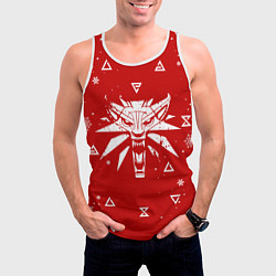Майка-безрукавка мужская КРАСНЫЙ СВИТЕР ВЕДЬМАК НОВОГОДНИЙ, цвет: 3D-белый — фото 2
