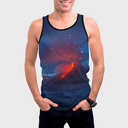 Майка-безрукавка мужская Извержение вулкана ночью, цвет: 3D-черный — фото 2