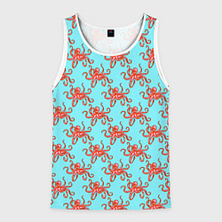 Майка-безрукавка мужская Осьминог паттерн, цвет: 3D-белый