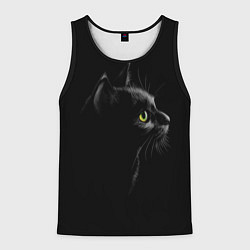 Майка-безрукавка мужская Черный кот на черном фоне, цвет: 3D-черный