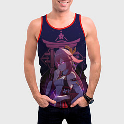 Майка-безрукавка мужская Genshin Impact - Гудзи Яэ Мико, цвет: 3D-красный — фото 2