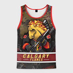 Майка-безрукавка мужская Калгари Флэймз, Calgary Flames Маскот, цвет: 3D-красный