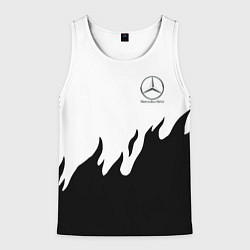Майка-безрукавка мужская Mercedes-Benz нарисованный огонь, цвет: 3D-белый